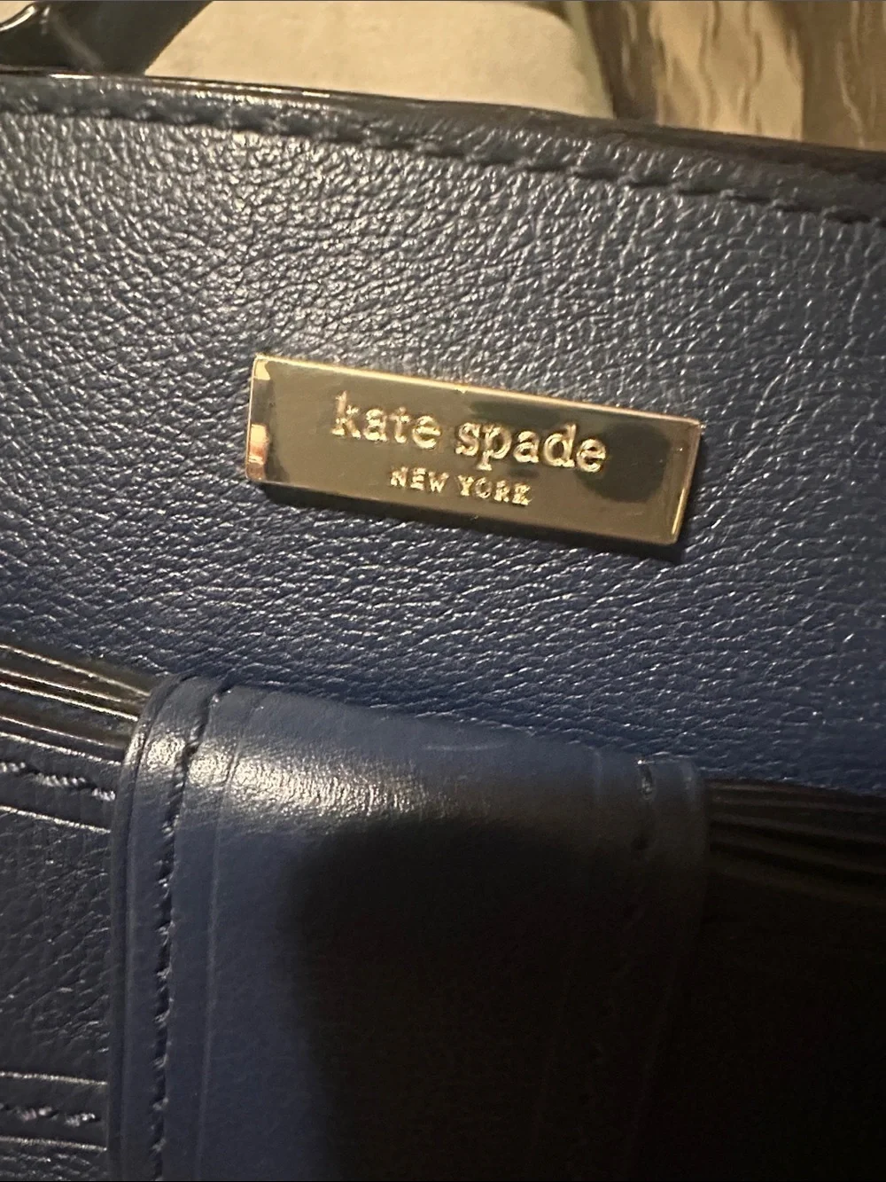 kate spade Navy Leather Bow Satchel shoulder bag